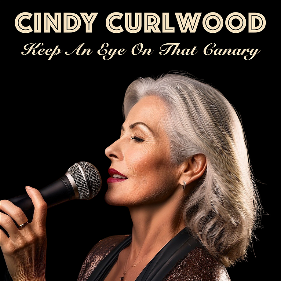 Album cover with Cindy Curlwood in profile singing into a microphone